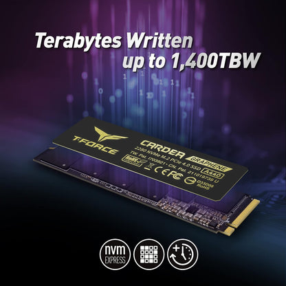 T-Force CARDEA A440 Graphene & Aluminum Heatsink 2TB with DRAM SLC Cache 3D NAND TLC Nvme Pcie Gen4 X4 M.2 2280 Gaming Internal SSD Read/Write 7,000/6,900 Mb/S TM8FPZ002T0C327