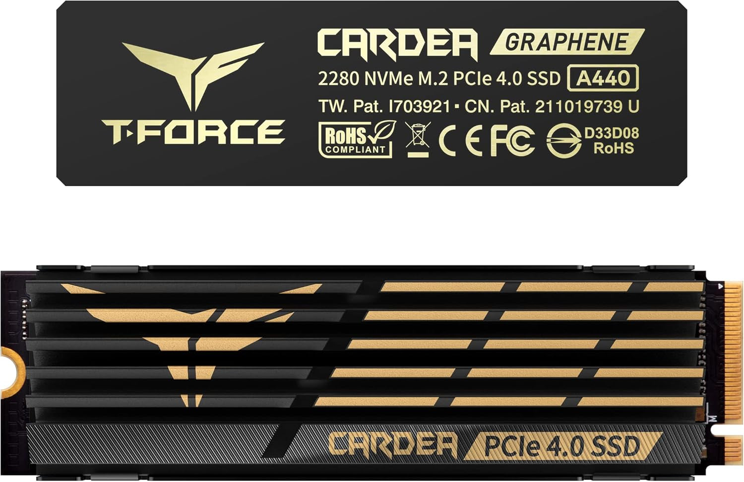 T-Force CARDEA A440 Graphene & Aluminum Heatsink 2TB with DRAM SLC Cache 3D NAND TLC Nvme Pcie Gen4 X4 M.2 2280 Gaming Internal SSD Read/Write 7,000/6,900 Mb/S TM8FPZ002T0C327