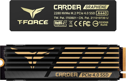 T-Force CARDEA A440 Graphene & Aluminum Heatsink 2TB with DRAM SLC Cache 3D NAND TLC Nvme Pcie Gen4 X4 M.2 2280 Gaming Internal SSD Read/Write 7,000/6,900 Mb/S TM8FPZ002T0C327