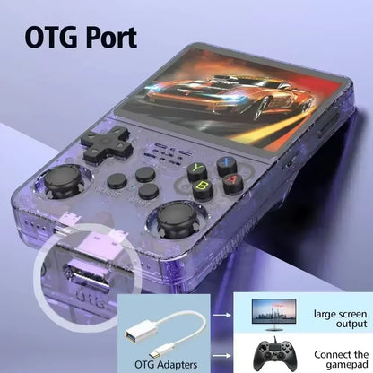 R36S Retro Handheld Game Console - 3.5 Inch IPS Screen, 64GB/128GB/256GB, Portable Gaming Device with Built-In Games