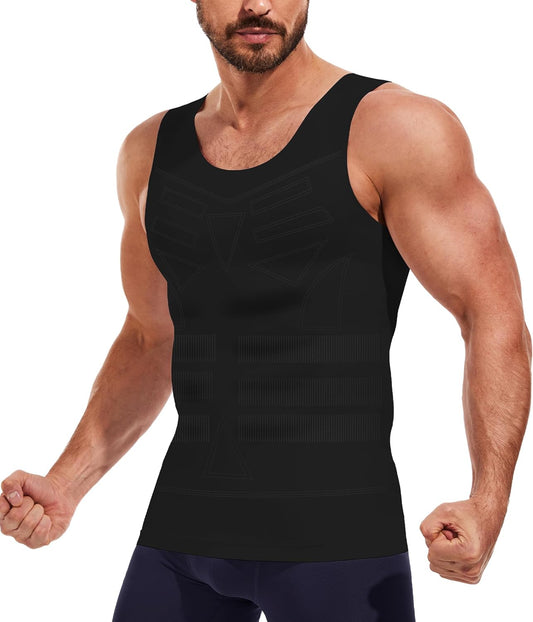 Shapewear Mens Compression Shirt Slimming Vest Body Shaper Undershirt Workout Tank Top Tummy Control