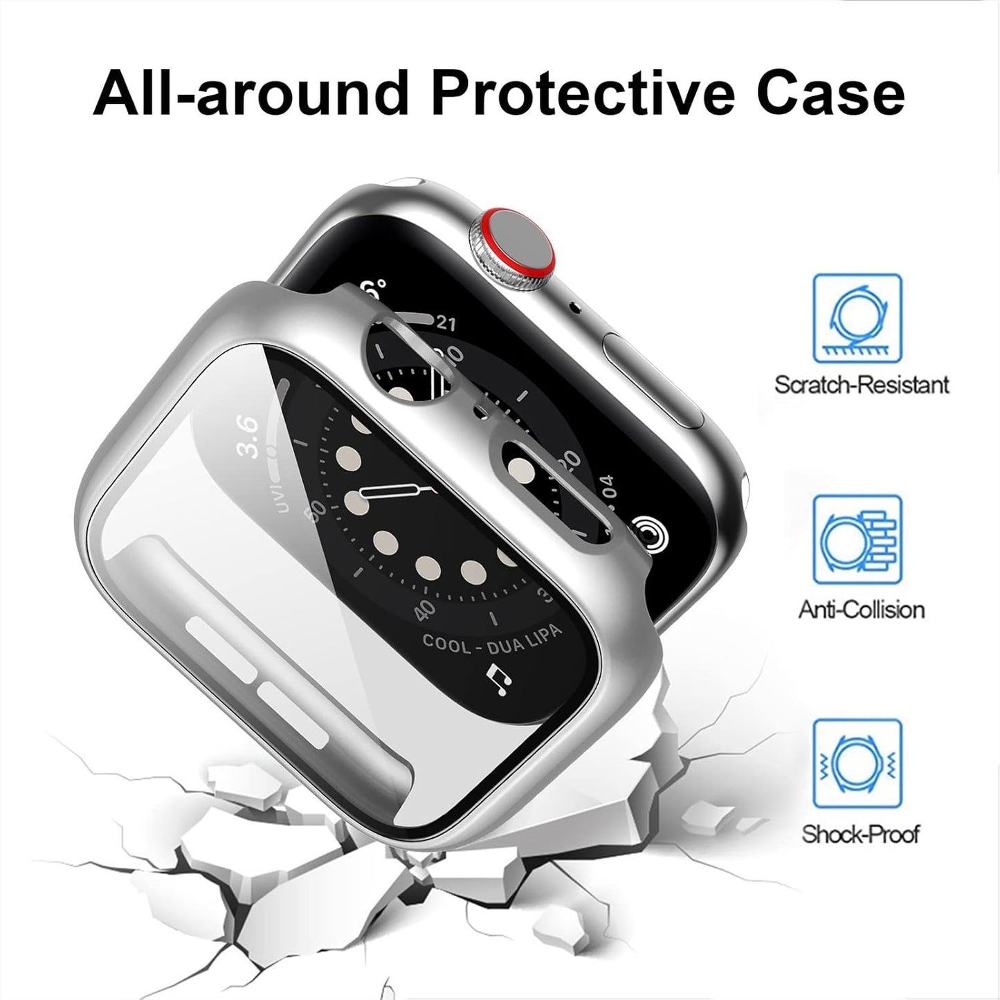 12 Pack Case Compatible for Apple Watch 44Mm Series 6/5/4/SE with Tempered Glass Screen Protector,  Full Hard Ultra-Thin Scratch Resistant Bumper Protective Cover for Iwatch Accessories