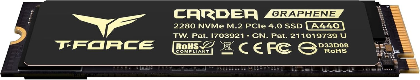 T-Force CARDEA A440 Graphene & Aluminum Heatsink 2TB with DRAM SLC Cache 3D NAND TLC Nvme Pcie Gen4 X4 M.2 2280 Gaming Internal SSD Read/Write 7,000/6,900 Mb/S TM8FPZ002T0C327