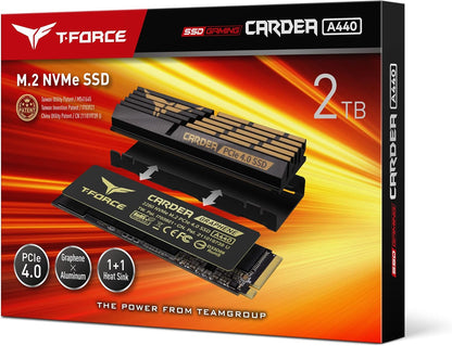T-Force CARDEA A440 Graphene & Aluminum Heatsink 2TB with DRAM SLC Cache 3D NAND TLC Nvme Pcie Gen4 X4 M.2 2280 Gaming Internal SSD Read/Write 7,000/6,900 Mb/S TM8FPZ002T0C327