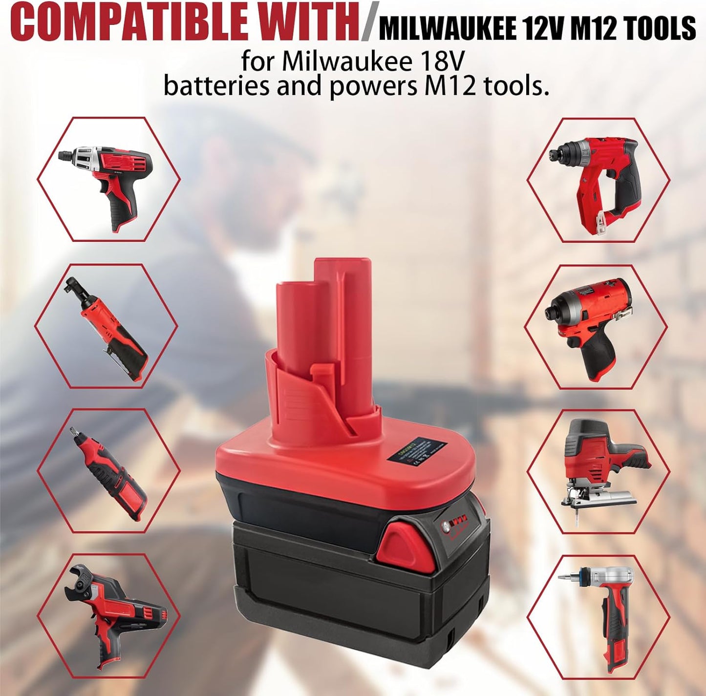 M18 to M12 Battery Adapter 18V to 12V Converter for Power Tools